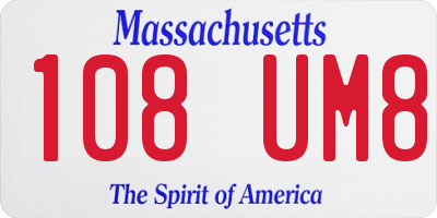 MA license plate 108UM8