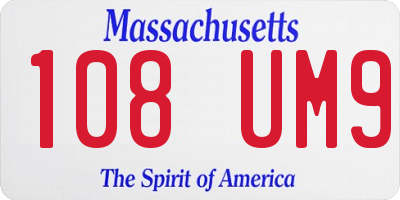 MA license plate 108UM9