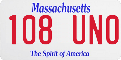 MA license plate 108UN0