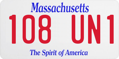 MA license plate 108UN1