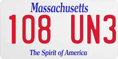 MA license plate 108UN3