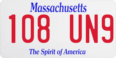 MA license plate 108UN9