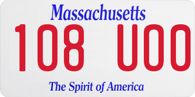 MA license plate 108UO0