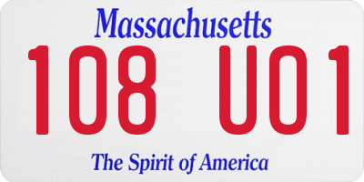 MA license plate 108UO1