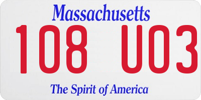 MA license plate 108UO3
