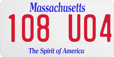 MA license plate 108UO4