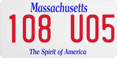MA license plate 108UO5