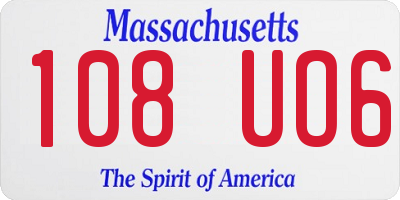 MA license plate 108UO6