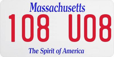 MA license plate 108UO8