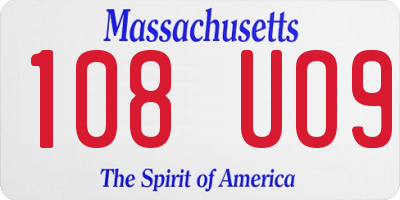 MA license plate 108UO9