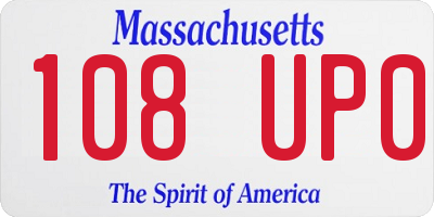 MA license plate 108UP0