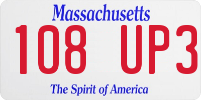 MA license plate 108UP3