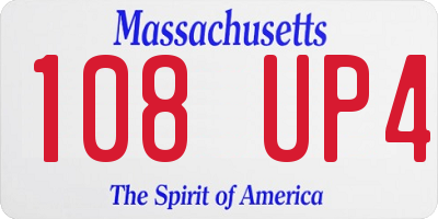 MA license plate 108UP4