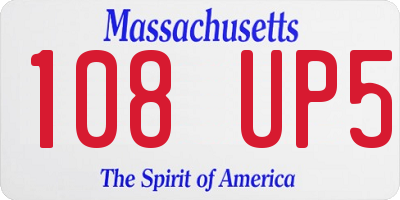 MA license plate 108UP5