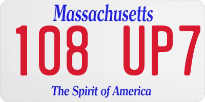 MA license plate 108UP7