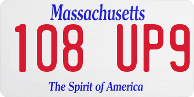 MA license plate 108UP9