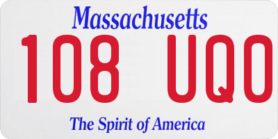MA license plate 108UQ0