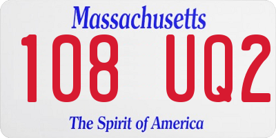 MA license plate 108UQ2