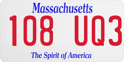 MA license plate 108UQ3