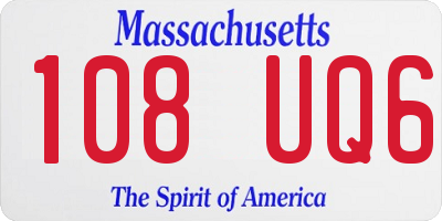 MA license plate 108UQ6