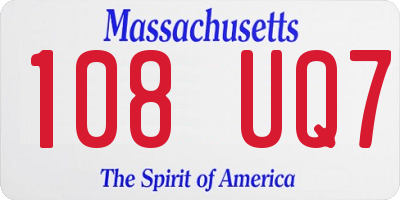MA license plate 108UQ7