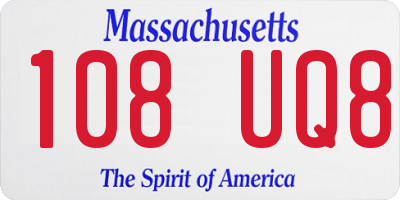 MA license plate 108UQ8