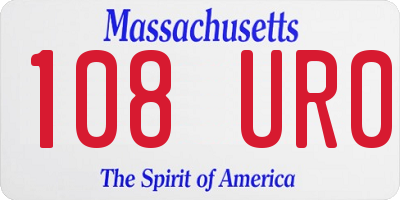 MA license plate 108UR0