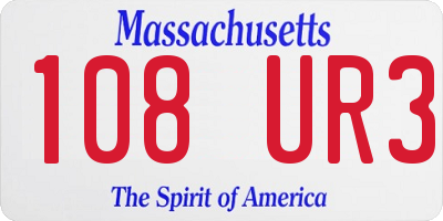 MA license plate 108UR3