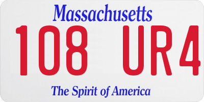 MA license plate 108UR4