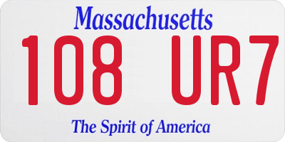 MA license plate 108UR7
