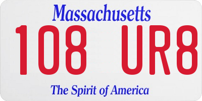 MA license plate 108UR8