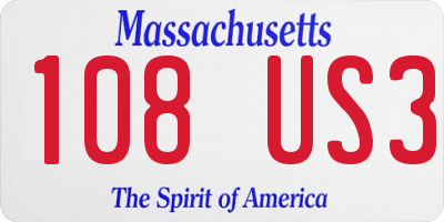 MA license plate 108US3