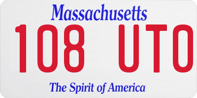 MA license plate 108UT0