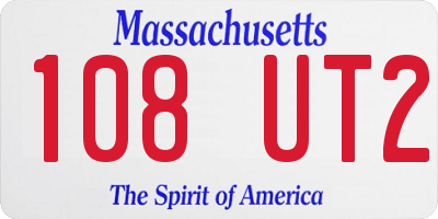 MA license plate 108UT2