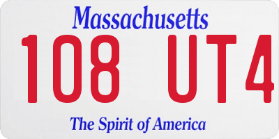 MA license plate 108UT4