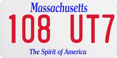 MA license plate 108UT7
