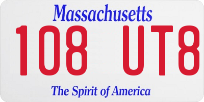 MA license plate 108UT8