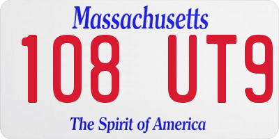 MA license plate 108UT9