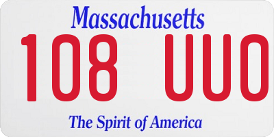 MA license plate 108UU0