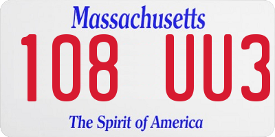 MA license plate 108UU3