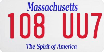 MA license plate 108UU7