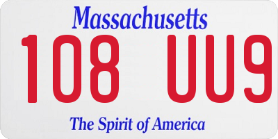 MA license plate 108UU9