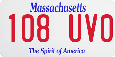 MA license plate 108UV0