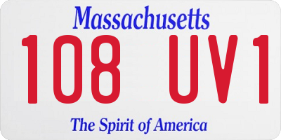 MA license plate 108UV1