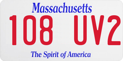 MA license plate 108UV2