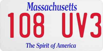 MA license plate 108UV3