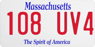 MA license plate 108UV4