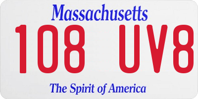 MA license plate 108UV8