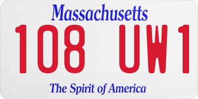 MA license plate 108UW1