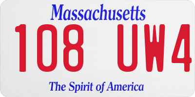 MA license plate 108UW4